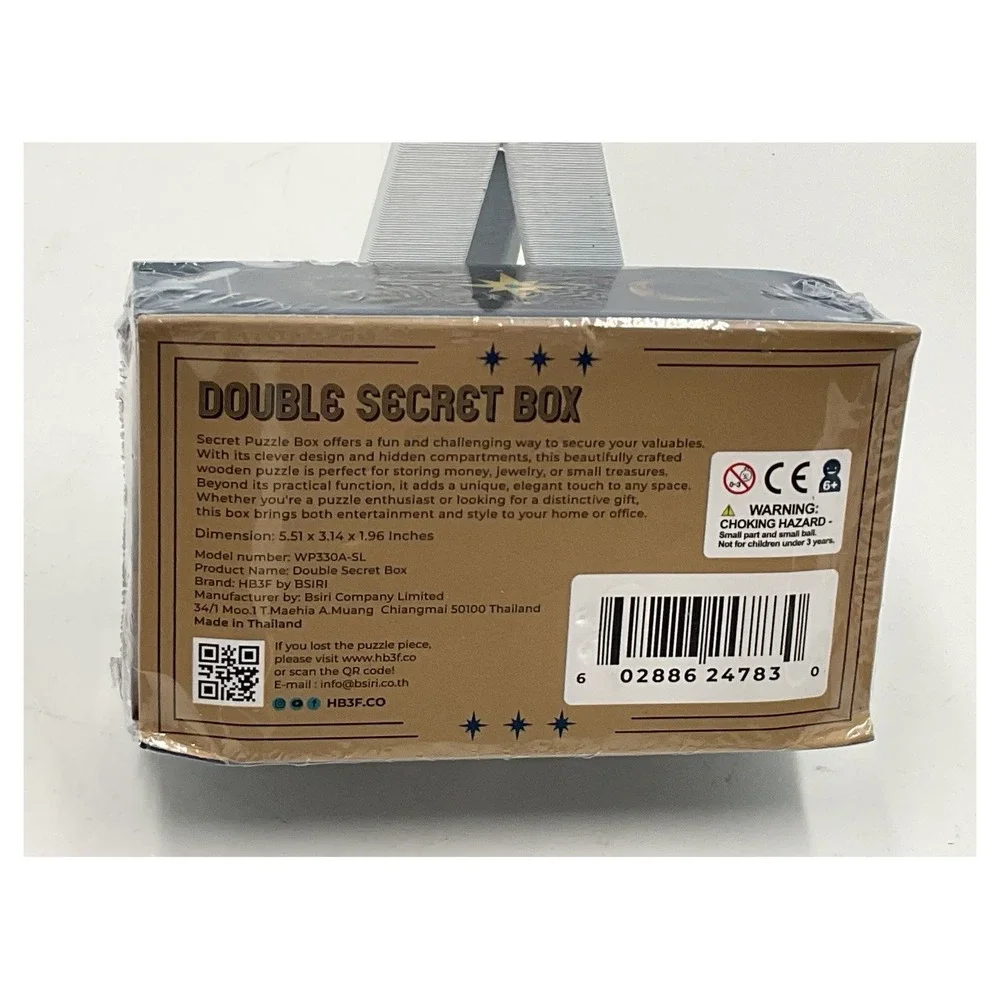 HB3F BSIRI Double Secret Box Wooden‎ Puzzle Box Hidden Compartment Money Box New